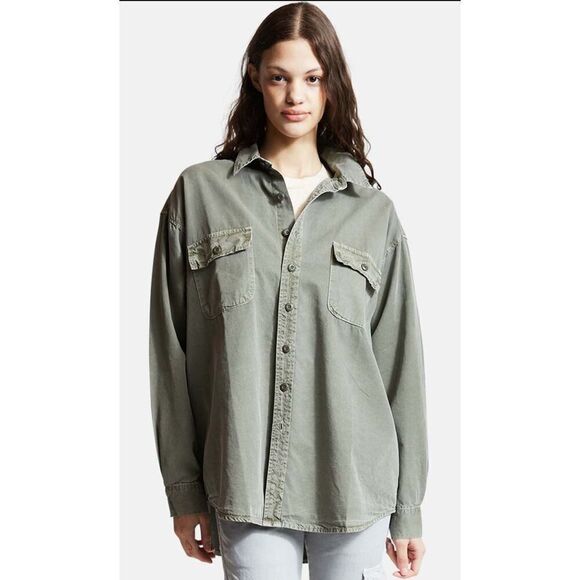 NSF BUSY OVERSIZED BOYFRIEND SHIRT - PIGMENT ARMY NWT Size Small - Picture 1 of 7